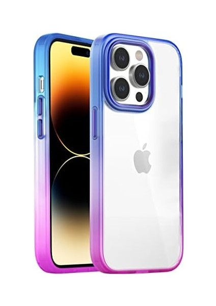 14 Pro Air Bumper Kılıf Darbe Önleyici Arkası Şeffaf Gökkuşağı Kapak, Pembe Mavi fiyatları
