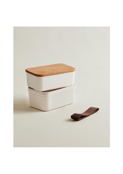 Coco Margot 500ML Ahşap Kapaklı Saklama Kabı, Soft Ekru, 500ML, 2&apos;li modelleri