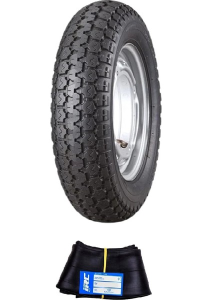 Irc 10 Jant 3.50-10 Tube Type (Iç Lastikli) Sports Scooter Dış Lastiği + Irc 3.50/4.00-10 Eğri Sibop Iç Lastik Seti