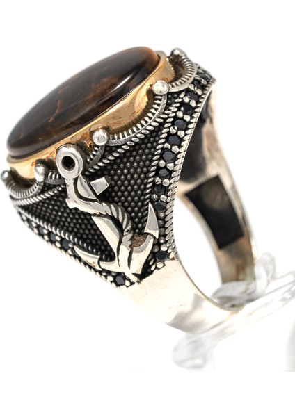 Kaplan Gözü Taşlı 925 Ayar Gümüş Erkek Yüzük – Güç, Cesaret ve Asaletin Sembolü fırsatları