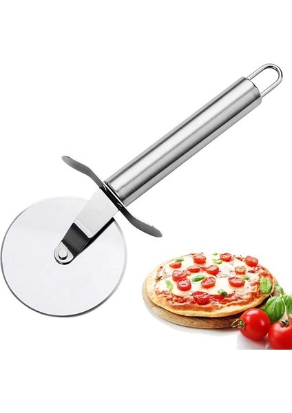 Çelik Pizza Ruleti, Hamur Kesici, Profesyonel Mutfak Aleti 20 cm Pizza Kesici Tekerlek Yapışmaz Bıçak