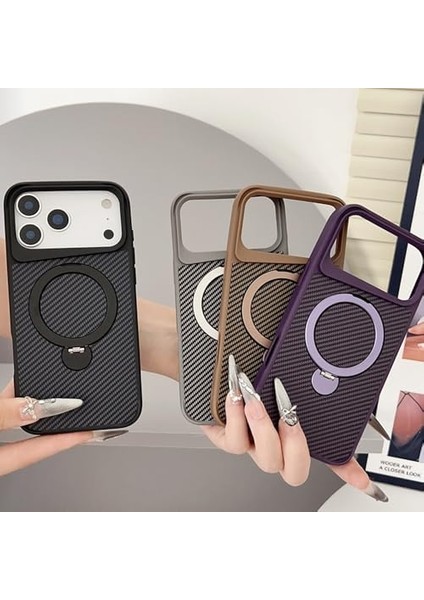 17 Pro Max ile Uyumlu Kılıf Karbon Fiber Görünümlü ile Uyumlu Stand Olabilen Carbon Tam Gövde Koruyucu Telefon Kılıfı fiyatları