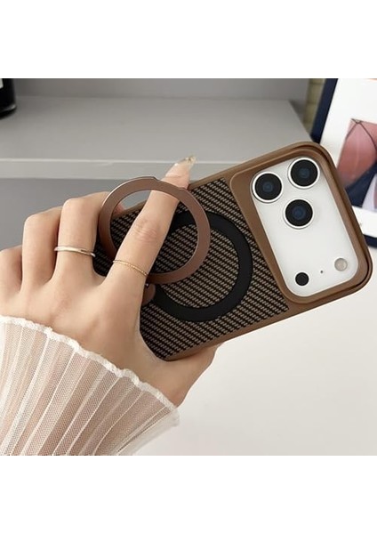 17 Pro Max ile Uyumlu Kılıf Karbon Fiber Görünümlü ile Uyumlu Stand Olabilen Carbon Tam Gövde Koruyucu Telefon Kılıfı modelleri