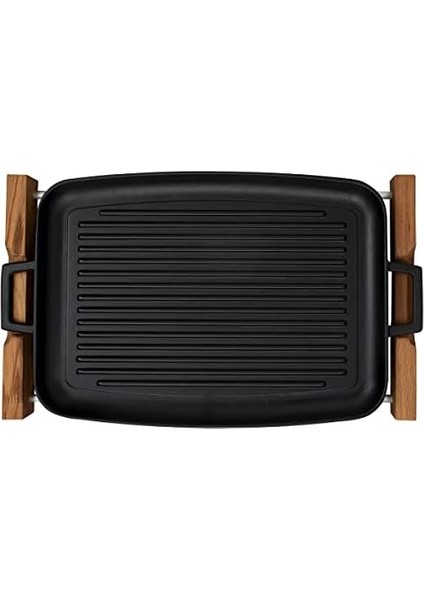 Döküm Grill Tepsi, Yüzeyli, Metal Kulplu, Ahşap, 31X42CM modelleri