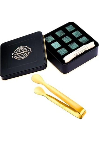 9 Adet Granit Mermer Viski Taşı ve Buz Maşası Seti Babalar Günü Hediyesi modelleri