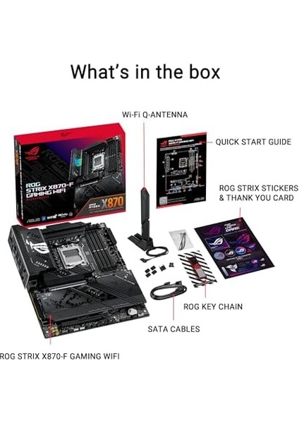 Rog Strıx X870-F Gamıng Wıfı Amd X870 Am5 Ddr5 8000 Dp HDMI 2xusb4 4x M2 Usb3.2 Wifi 7 + Bt Aura Rgb 5gbit Lan Atx 16+2+2 Güç Aşamaları, Çift Usb4, 4xm.2 Slot, Pcıe 5.0 Anakart modelleri