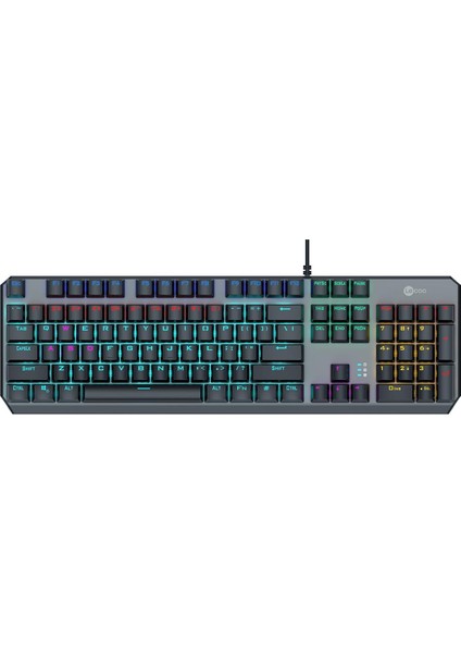 GK301 USB Kablolu Makro Tuşlu Blue Switch Rgb LED Aydınlatmalı Gaming Mekanik Türkçe Q Klavye Metalik Gri