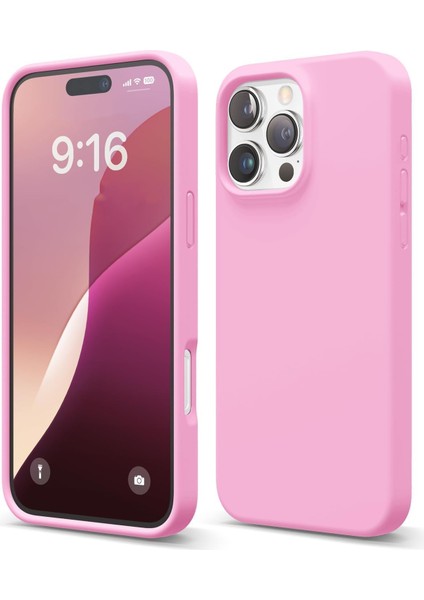 16 Pro Max Uyumlu Özel Ipeksi Dokunuş Hissi Veren Içi Yumuşak Kadife Lansman Silikon Kılıf Kapak (Pembe)
