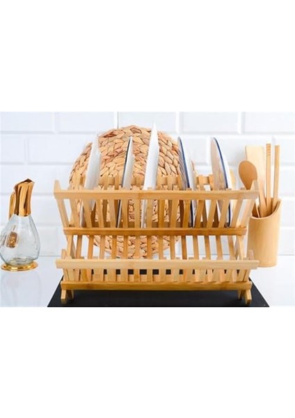 Kitchen Serisi Bambu Katlanabilir Tabaklık - Bulaşıklık 47X32 cm fiyatları