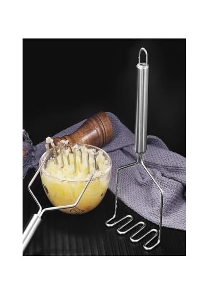 Pratik 24 cm Lüks Paslanmaz Metal Patates Ezici Patates Ezici Püre Yapıcı Zikzak fiyatları