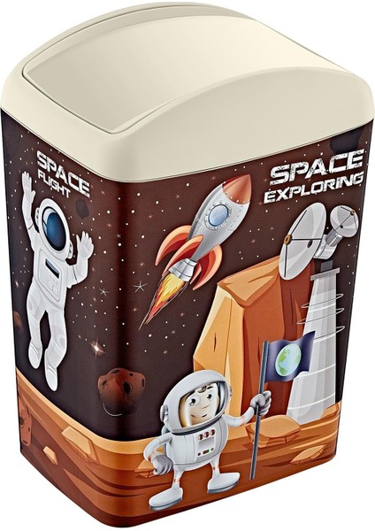 Soft Resimli Çöp Kutusu Döner Kapak 5 Lt Space