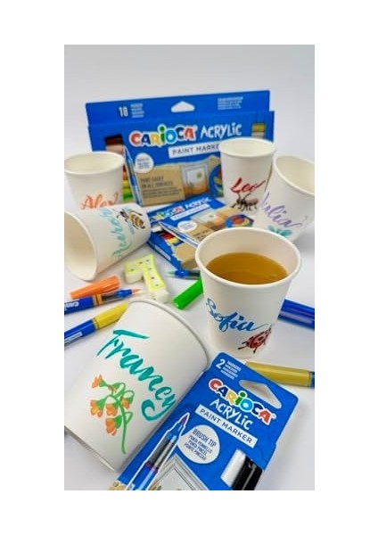 Akrilik Paint Marker Su Bazlı Fırça Uçlu 18&apos;li fiyatları