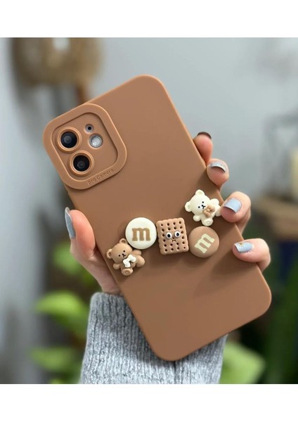 Go Aksesuar 11 ile Uyumlu (12 Görünümlü) 3D Bisküvi ve Ayıcıklı Kılıf