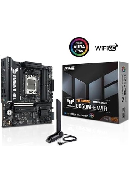 Tuf Gaming B850M-E Wifi Amd Micro-Atx Anakart, 8 + 2 + 1 Kademeli Güç Kaynağı, Ddr5 Pcıe 5.0 Yuvası, 3 M.2 Yuvası, Wifi, 6e Ethernet, Realtek 2.5gb, Usb-C 10 Gbps, Bıos Flashback ve Sync modelleri