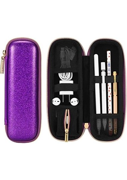 Pencil Için Tutucu Kutusu, Aksesuarları Elastik Kayış Kol Taşıma Çantası USB Kablosu File Cepli, Mor Glitter fiyatları