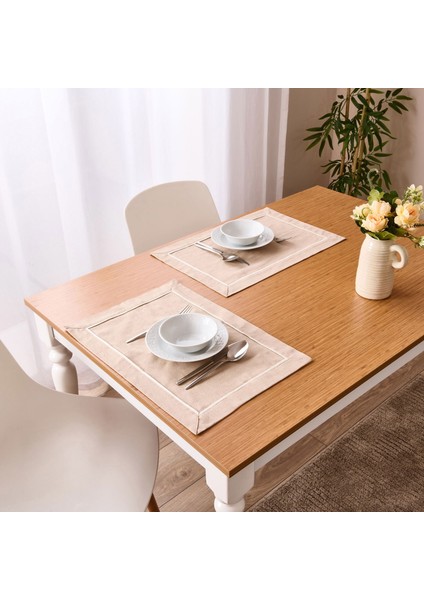 Soft Biyeli 2'li Amerikan Servis - Bej - 35X50 cm