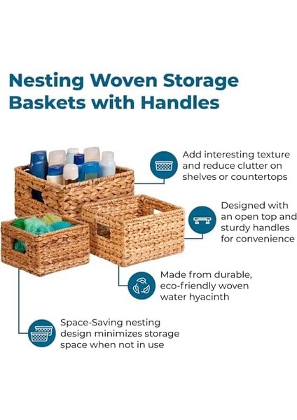 Hasır Depolama Sepetleri, 3&apos;lü Set modelleri