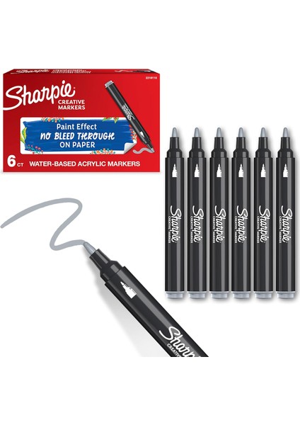 Akrilik Markör, Yuvarlak Uç, Açık Gri