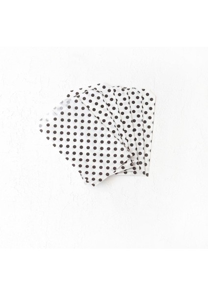 Puantiye Desenli 50 Adet Kese Kağıdı, Beyaz-Siyah, 11X20 cm