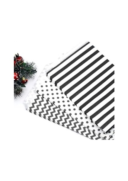 Puantiye Desenli 50 Adet Kese Kağıdı, Beyaz-Siyah, 11X20 cm fiyatları