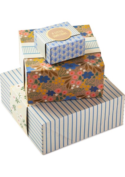 Hediye Kutuları, Sargı, Doğum Günleri, Gelin Duşları, Günü, En Iyi Arkadaşlar Için Çeşitli Boyutlarda (3&apos;lü Paket: Sevimli Çiçekler ve Çizgili)