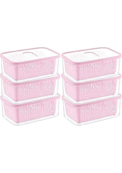 6&apos;lı Süzgeçli Fresh Saklama Kabı Seti 1.6 Lt Plastik Saklama Set 6 Adet modelleri