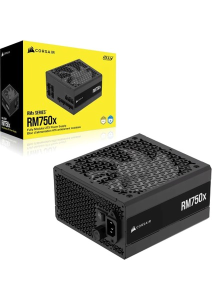 RM750X Düşük Gürültülü Tam Modüler Atx Güç Birimi, Atx 3.1 Uyumlu, Pc ile 5.1 Desteği, Cybenetics Verimliliği, Dahili 12V-2X6 Fiş, Siyah