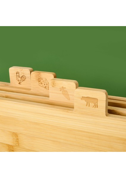 4'lü Stantlı Bambu Kesme Tahtası - Açık Kahverengi modelleri