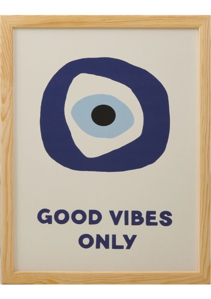 Deco Good Vibes Only Duvar Panosu - Mavi / Beyaz - 30X40 cm fiyatları
