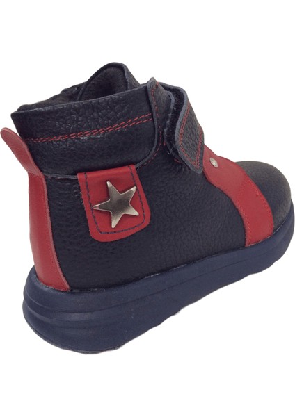 1001 Ridente Lacivert Kırmızı Bebe Erkek Çocuk Bot % 100 Deri Lastik Vetek Cırtlı fırsatları