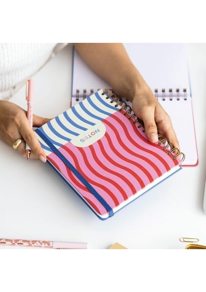 A5 Spiralli Sert Kapak Tarihsiz Not Defteri Dalgalar modelleri