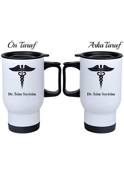 Kişiye Özel Kulplu Çelik Termos Bardak Doktor Temalı