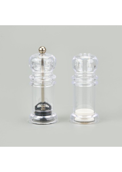 2'li Tuz Karabiber Değirmeni - Şeffaf - 11 cm