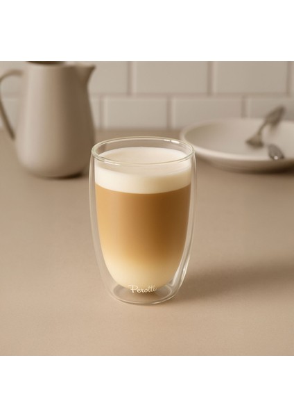 Çift Cidarlı Latte Bardağı - Şeffaf - 450 ml