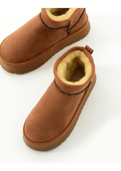 Kadın Taba Mini Süet Içi Kürklü Yüksek Kalın Taban Kışlık Bot indirimleri