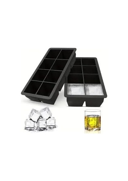 Kare Buz Kalıbı, Kare Çok Amaçlı Buz Küpü Kalıbı, Viski, Kahve, Kokteyl ve Bebek Maması Için Buzluk, Esnek ve Yapışmaz Buz Kalıpları (8&apos;li) fiyatları