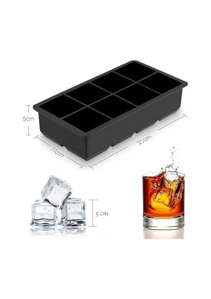 Kare Buz Kalıbı, Kare Çok Amaçlı Buz Küpü Kalıbı, Viski, Kahve, Kokteyl ve Bebek Maması Için Buzluk, Esnek ve Yapışmaz Buz Kalıpları (8&apos;li) modelleri
