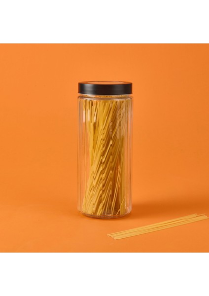 Borosilikat Cam Saklama Kabı - Gri / Siyah - 2,2 Lt