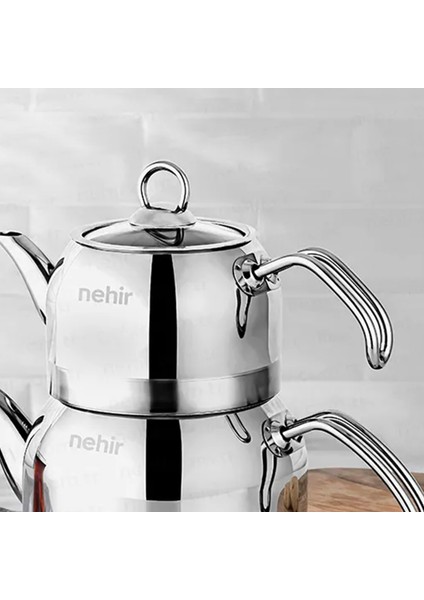 Lotus Midi Çelik Çaydanlık Takımı - Gri - 1,9 Lt + 1,3 Lt modelleri