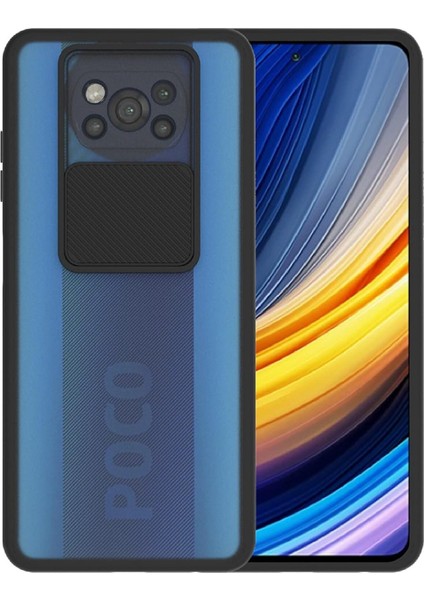 Ggm Aksesuar X3 ile Uyumlu Arkası Mat Yapıya Sahip Sürgülü Kamera Korumalı Silikon Kılıf (Siyah)