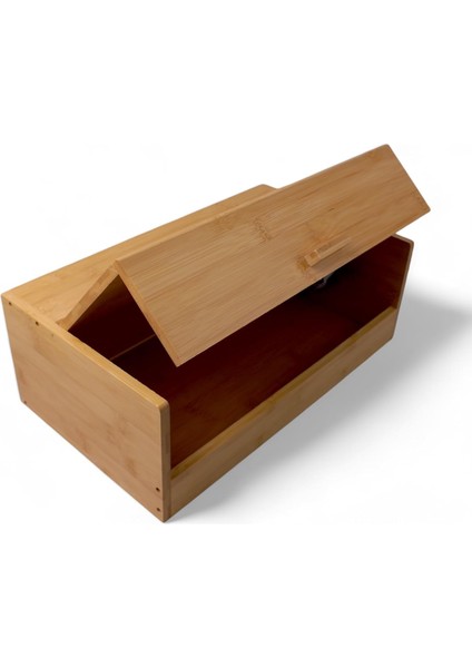 Bambu Ekmek Kutusu - Ekmek Dolabı, Çok Amaçlı Ekmeklik, Bambu Saklama Kutusu (40X23X14CM) - Mutfak, Tezgah ve Kiler Için