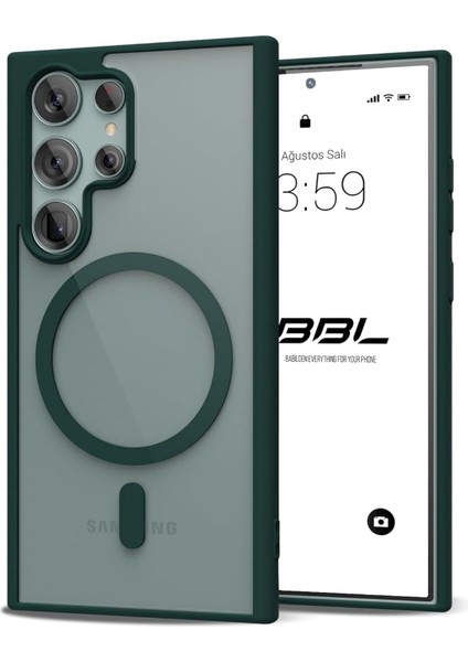 Için Kılıf Kamera Korumalı Şarj Özellikli Şeffaf Renkli Kılıf (Yeşil, Galaxy S23 Ultra)