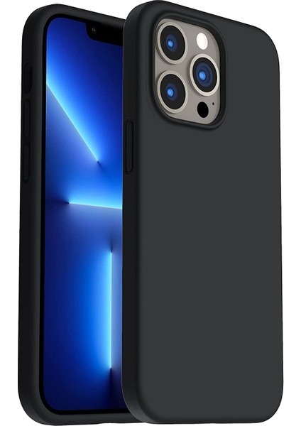 13 Pro Max Kılıf 6.7 ile Uyumlu, Sıvı Silikon 3 Katmanlı Tam Kaplamalı Yumuşak Jel Kauçuk Kılıf Kapak, (Siyah, 6.7 Inç)