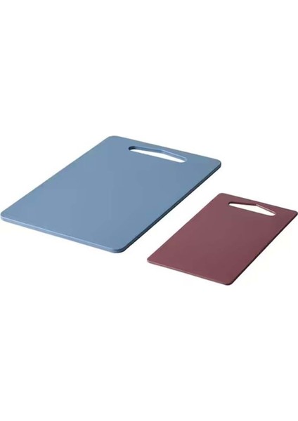 2 Parça Kesme Tahtası, Mavi-Kırmızı Renk Doğrama Tahtası Polietilen Plastik