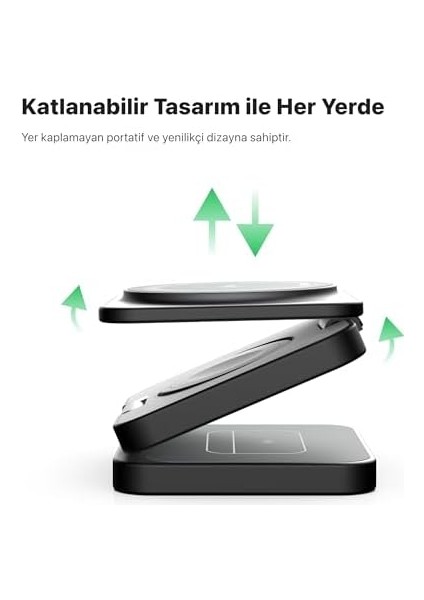 Smart Kablosuz Şarj Standı 3&apos;ü Bir Arada Mag Safe ile Uyumlu Qi2 15W Hızlı Şarj Cihazı X6402 modelleri