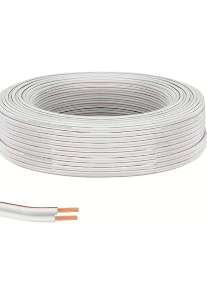 30 Metre Beyaz 2 * 0,75 Hoparlör Ses Sitemi Kablosu - Hoporlör Elektrik Tesisat Kordon Kablosu (Beyaz, 30 Metre)