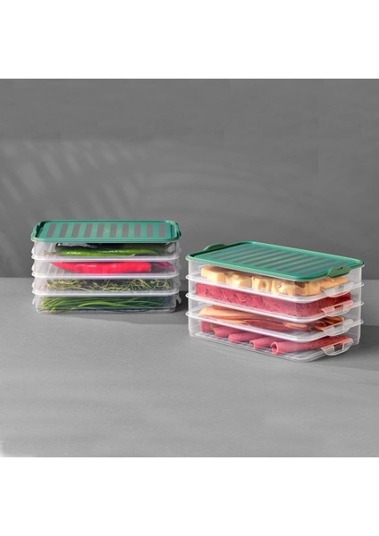 4&apos;lü Klipsli 3 Litre Buzdolabı Düzenleyici Difriz-Mikrodalga Uyumlu Saklama Kabı G-462 4 x 750 ml Click