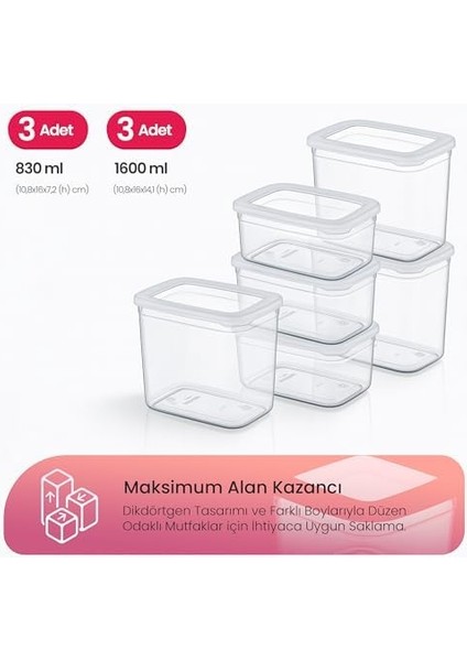 Life Tower 6’lı Dikdörtgen Saklama Kabı Seti – 2 Farklı Boy, Dikey Tasarım, Kilitli Kapak, Bpa Içermez fiyatları