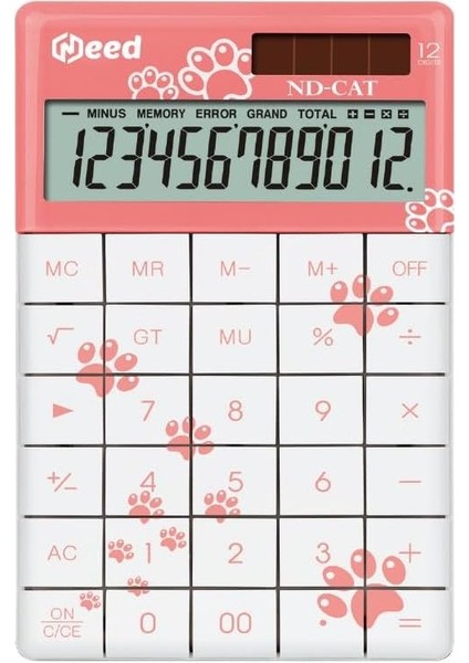 Nd-Cat Pembe Kedi Pati Desenli Hesap Makinesi