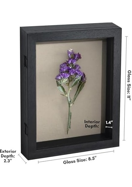 Ön Açılış 8,5 x 11 Gölge Kutusu Çerçeve Siyah Ahşap Kapı - Gölge Kutusu Vitrini Kırılmaya Dayanıklı Cam ve Duvar ve Masa Üstü Ekran Için Asma Donanımı modelleri